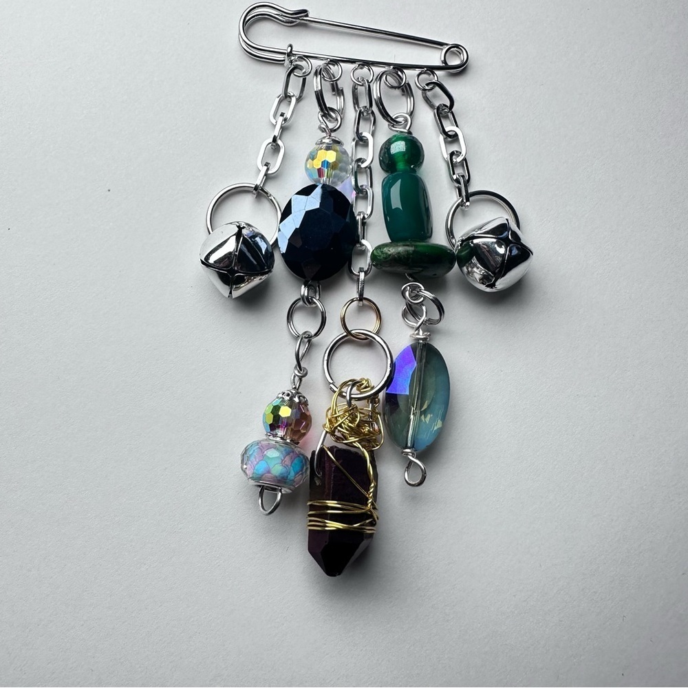 Brooch Pin Hand Crafted | Glass Beaded Artisan Multicolor Wire-Wrapped OOAK
